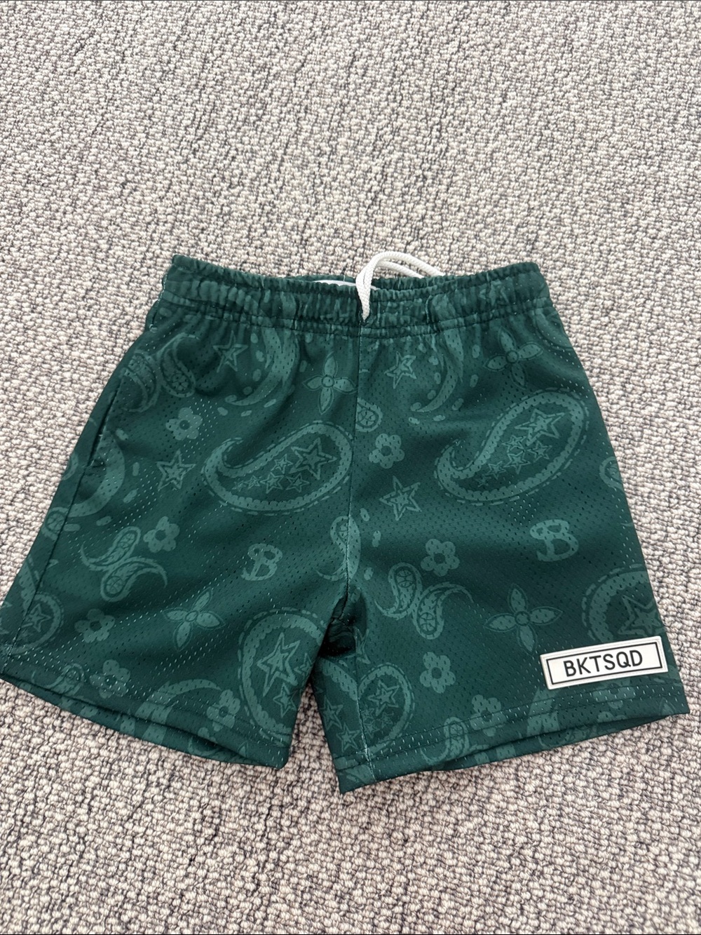 Bucketsquad Kids' Green Paisley Athletic Shorts